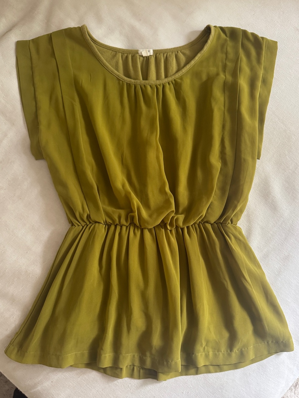 Womens Olive Green Pleated Waist Blouse